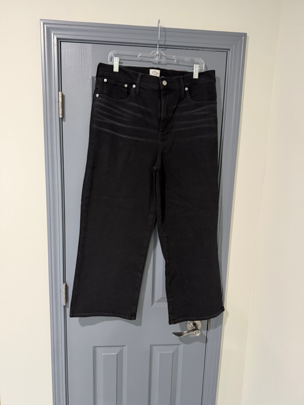 J Crew Black Denim Slim Wide Leg Jeans